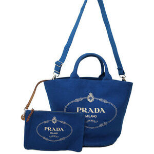 Prada Canapa Logo Convertible Shopping 2way Tote canvas Blue